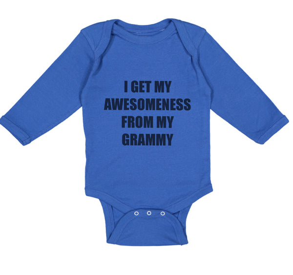 Long Sleeve Bodysuit Baby My Awesomeness Grammy Grandmother Grandma B Cotton