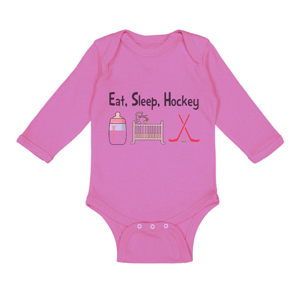 Long Sleeve Bodysuit Baby Eat, Sleep, Hockey Boy & Girl Clothes Cotton - Cute Rascals