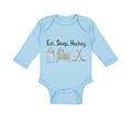 Long Sleeve Bodysuit Baby Eat, Sleep, Hockey Boy & Girl Clothes Cotton