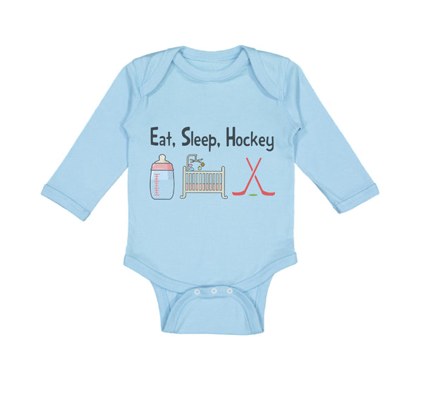 Long Sleeve Bodysuit Baby Eat, Sleep, Hockey Boy & Girl Clothes Cotton - Cute Rascals