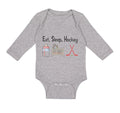 Long Sleeve Bodysuit Baby Eat, Sleep, Hockey Boy & Girl Clothes Cotton
