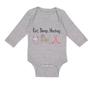 Long Sleeve Bodysuit Baby Eat, Sleep, Hockey Boy & Girl Clothes Cotton