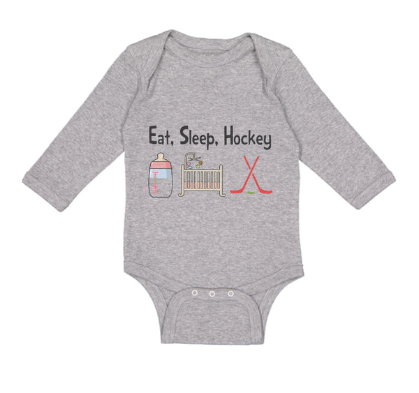 Long Sleeve Bodysuit Baby Eat, Sleep, Hockey Boy & Girl Clothes Cotton - Cute Rascals