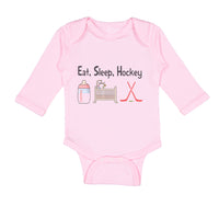 Long Sleeve Bodysuit Baby Eat, Sleep, Hockey Boy & Girl Clothes Cotton - Cute Rascals