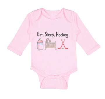 Long Sleeve Bodysuit Baby Eat, Sleep, Hockey Boy & Girl Clothes Cotton