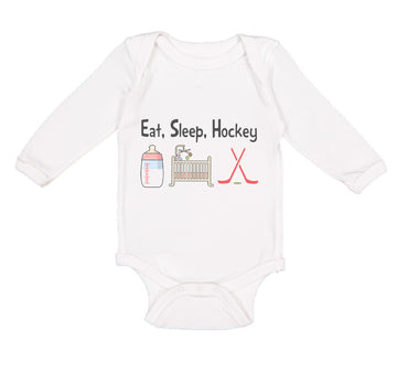 Long Sleeve Bodysuit Baby Eat, Sleep, Hockey Boy & Girl Clothes Cotton