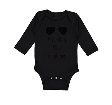 Long Sleeve Bodysuit Baby Daddy Flies Airplanes Pilot Dad Father's C Cotton