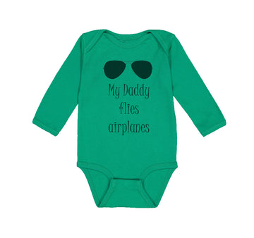 Long Sleeve Bodysuit Baby Daddy Flies Airplanes Pilot Dad Father's C Cotton