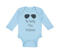 Long Sleeve Bodysuit Baby Daddy Flies Airplanes Pilot Dad Father's C Cotton