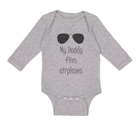 Long Sleeve Bodysuit Baby Daddy Flies Airplanes Pilot Dad Father's C Cotton - Cute Rascals