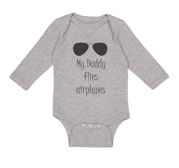 Long Sleeve Bodysuit Baby Daddy Flies Airplanes Pilot Dad Father's C Cotton - Cute Rascals