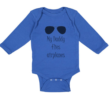 Long Sleeve Bodysuit Baby Daddy Flies Airplanes Pilot Dad Father's C Cotton