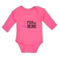 Long Sleeve Bodysuit Baby For My Mimi with Ribbon Brease Cancer Awareness Cotton