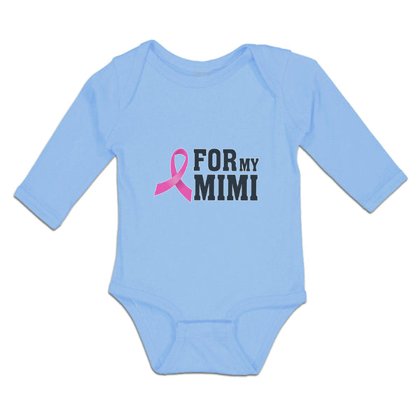 Long Sleeve Bodysuit Baby For My Mimi with Ribbon Brease Cancer Awareness Cotton - Cute Rascals