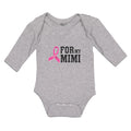 Long Sleeve Bodysuit Baby For My Mimi with Ribbon Brease Cancer Awareness Cotton