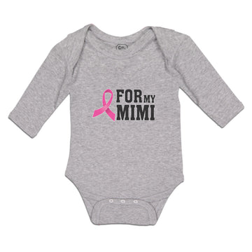 Long Sleeve Bodysuit Baby For My Mimi with Ribbon Brease Cancer Awareness Cotton