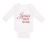 Long Sleeve Bodysuit Baby Jesus Loves Me This I Know Christian Jesus God Style A