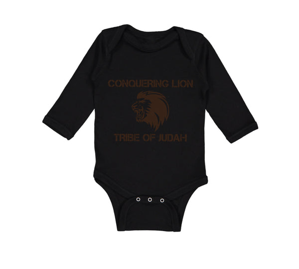 Long Sleeve Bodysuit Baby Conquering Lion Tribe of Judah Christian Jesus God - Cute Rascals