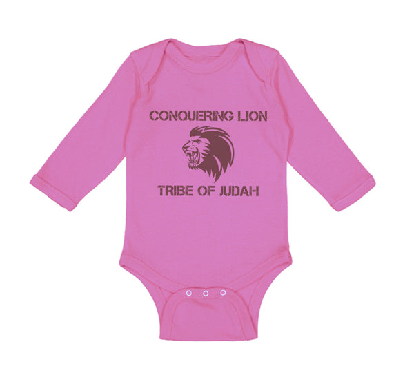 Long Sleeve Bodysuit Baby Conquering Lion Tribe of Judah Christian Jesus God - Cute Rascals