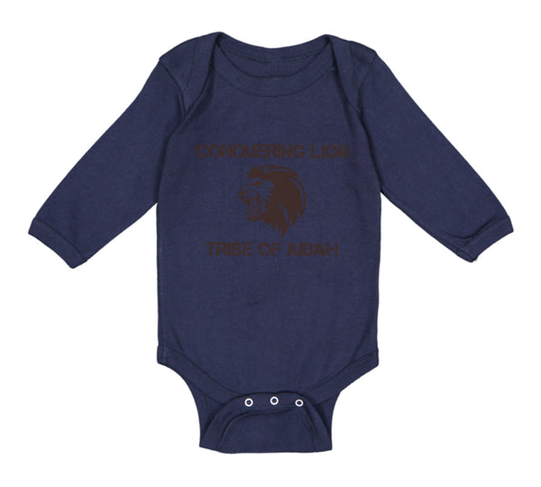 Long Sleeve Bodysuit Baby Conquering Lion Tribe of Judah Christian Jesus God - Cute Rascals