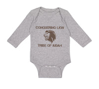 Long Sleeve Bodysuit Baby Conquering Lion Tribe of Judah Christian Jesus God - Cute Rascals