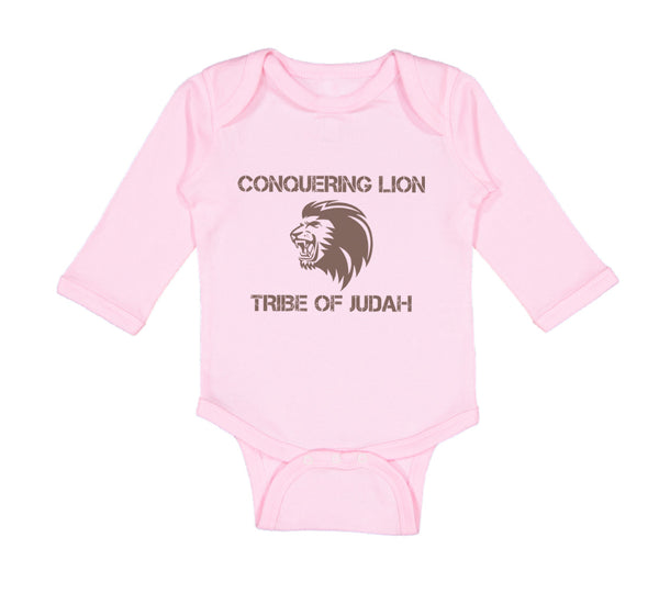 Long Sleeve Bodysuit Baby Conquering Lion Tribe of Judah Christian Jesus God - Cute Rascals