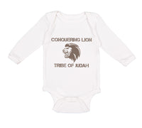 Long Sleeve Bodysuit Baby Conquering Lion Tribe of Judah Christian Jesus God - Cute Rascals