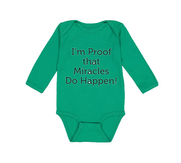 Long Sleeve Bodysuit Baby I'M Proof That Miracles Do Happen! Christian Cotton