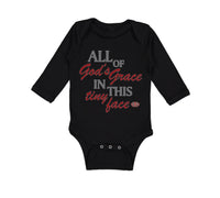 Long Sleeve Bodysuit Baby All of God's Grace in This Tiny Face Christian Cotton - Cute Rascals