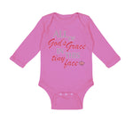 Long Sleeve Bodysuit Baby All of God's Grace in This Tiny Face Christian Cotton - Cute Rascals