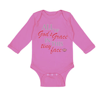 Long Sleeve Bodysuit Baby All of God's Grace in This Tiny Face Christian Cotton