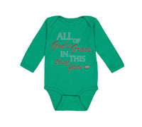 Long Sleeve Bodysuit Baby All of God's Grace in This Tiny Face Christian Cotton - Cute Rascals