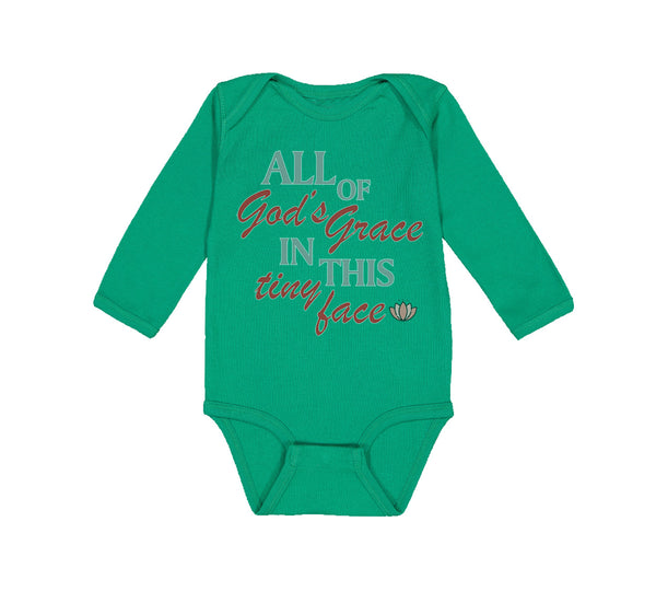 Long Sleeve Bodysuit Baby All of God's Grace in This Tiny Face Christian Cotton - Cute Rascals