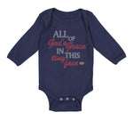 Long Sleeve Bodysuit Baby All of God's Grace in This Tiny Face Christian Cotton - Cute Rascals