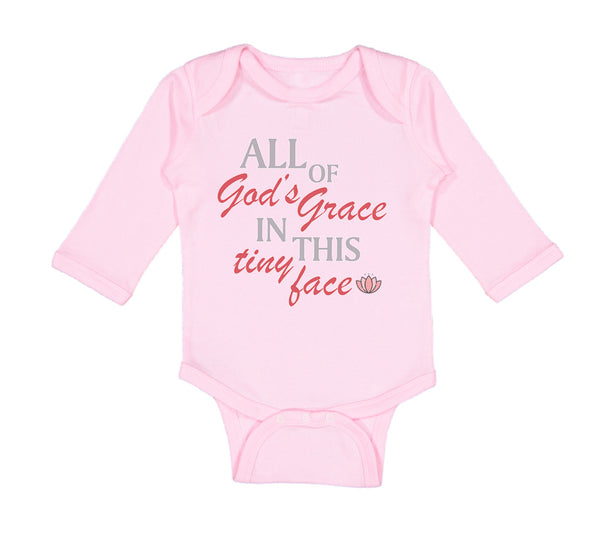 Long Sleeve Bodysuit Baby All of God's Grace in This Tiny Face Christian Cotton - Cute Rascals