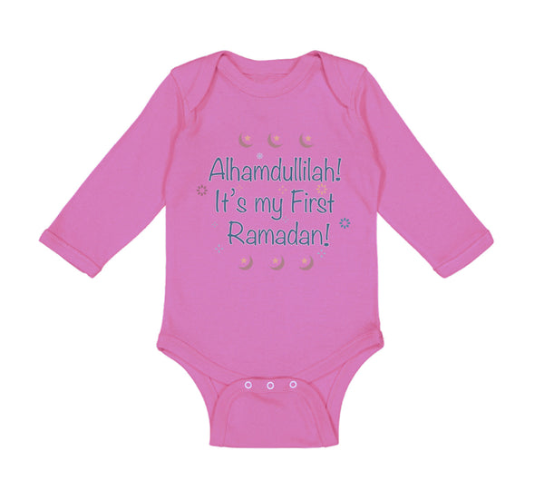 Long Sleeve Bodysuit Baby Alhamdullilah It's My First Ramadan Arabic Cotton - Cute Rascals