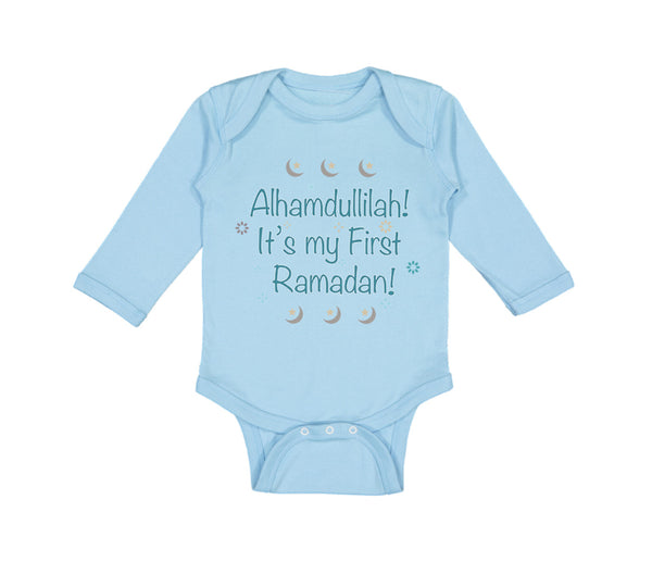 Long Sleeve Bodysuit Baby Alhamdullilah It's My First Ramadan Arabic Cotton - Cute Rascals