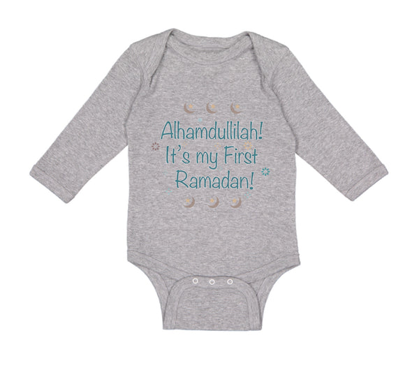 Long Sleeve Bodysuit Baby Alhamdullilah It's My First Ramadan Arabic Cotton - Cute Rascals