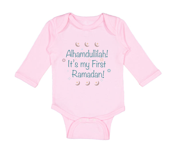 Long Sleeve Bodysuit Baby Alhamdullilah It's My First Ramadan Arabic Cotton - Cute Rascals