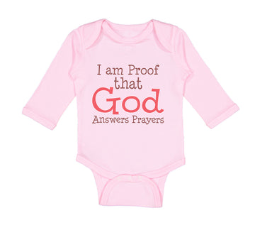 Long Sleeve Bodysuit Baby I Am Proof That God Answers Prayers Christian Cotton