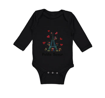 Long Sleeve Bodysuit Baby Eiffel Tower Text Petite Soeur Valentines Cotton