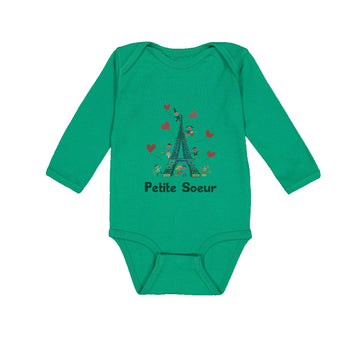 Long Sleeve Bodysuit Baby Eiffel Tower Text Petite Soeur Valentines Cotton