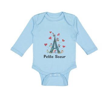 Long Sleeve Bodysuit Baby Eiffel Tower Text Petite Soeur Valentines Cotton