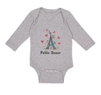 Long Sleeve Bodysuit Baby Eiffel Tower Text Petite Soeur Valentines Cotton - Cute Rascals