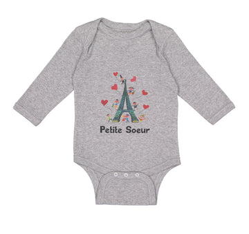 Long Sleeve Bodysuit Baby Eiffel Tower Text Petite Soeur Valentines Cotton