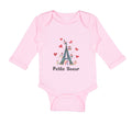 Long Sleeve Bodysuit Baby Eiffel Tower Text Petite Soeur Valentines Cotton