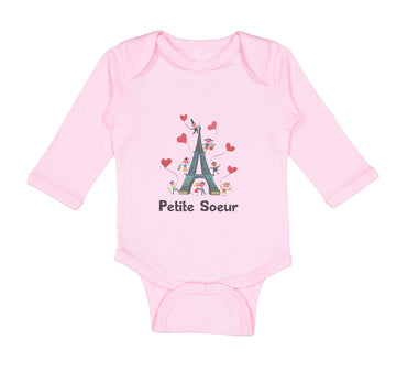 Long Sleeve Bodysuit Baby Eiffel Tower Text Petite Soeur Valentines Cotton