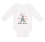 Long Sleeve Bodysuit Baby Eiffel Tower Text Petite Soeur Valentines Cotton - Cute Rascals