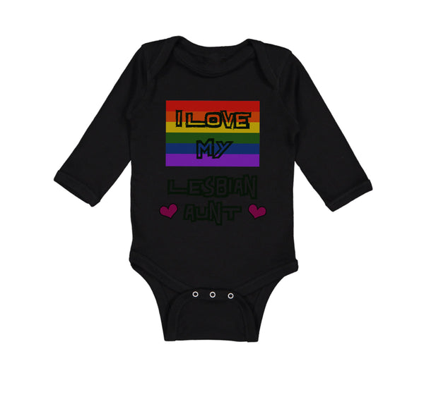 Long Sleeve Bodysuit Baby I Love My Lesbian Aunt with Gay Flag Lgbtq B Cotton