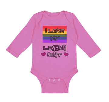 Long Sleeve Bodysuit Baby I Love My Lesbian Aunt with Gay Flag Lgbtq B Cotton